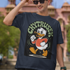 Playful Duck Graphic T-shirt with "CHYTRUSEK" Lettering
