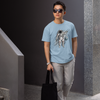 Mr. Chopper Cat Standing with Mototcycle Graphic T-shirt
